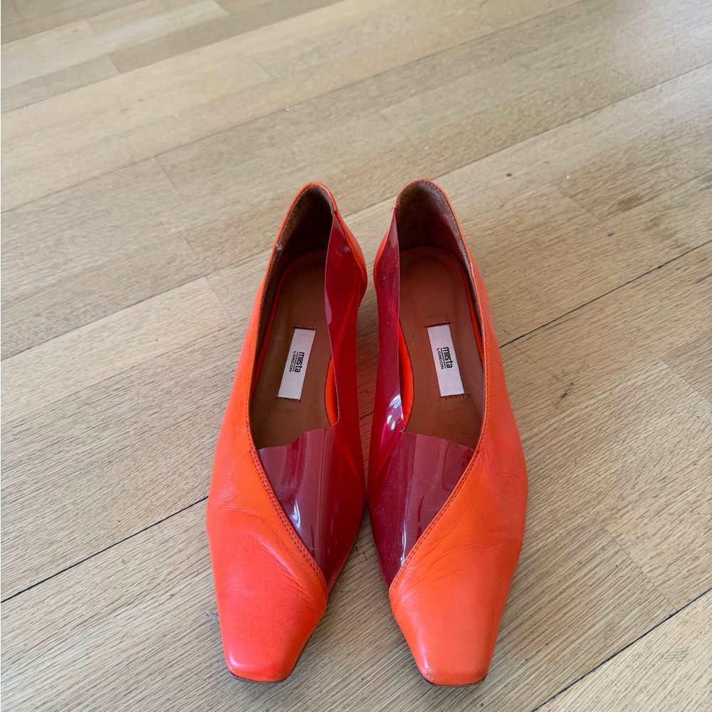 Miista Orange Kitten heels